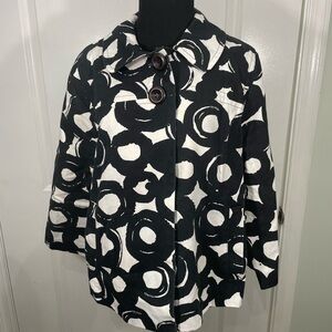 Rafaella Black and White Patterned Jacket Size Medium CB-20